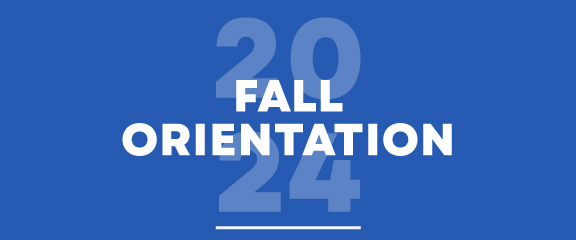 A blue background with the words fall orientation on it.
